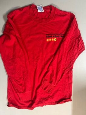 NYC Subway Stillwell Ave Coney Island Long Sleeve Shirt Mens Medium Red
